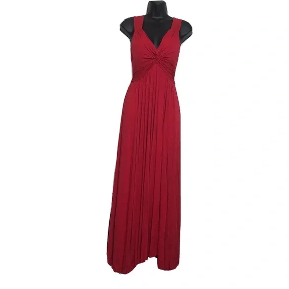 Rodayo | Dresses | Rodayo Red Lined Maxi Dress Twist Front Low Back Zipper  Tie Belt Size Small | Poshmark